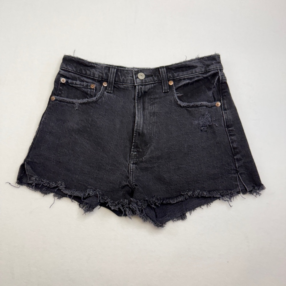 Abercrombie & Fitch Black Jean Shorts Distressed Style